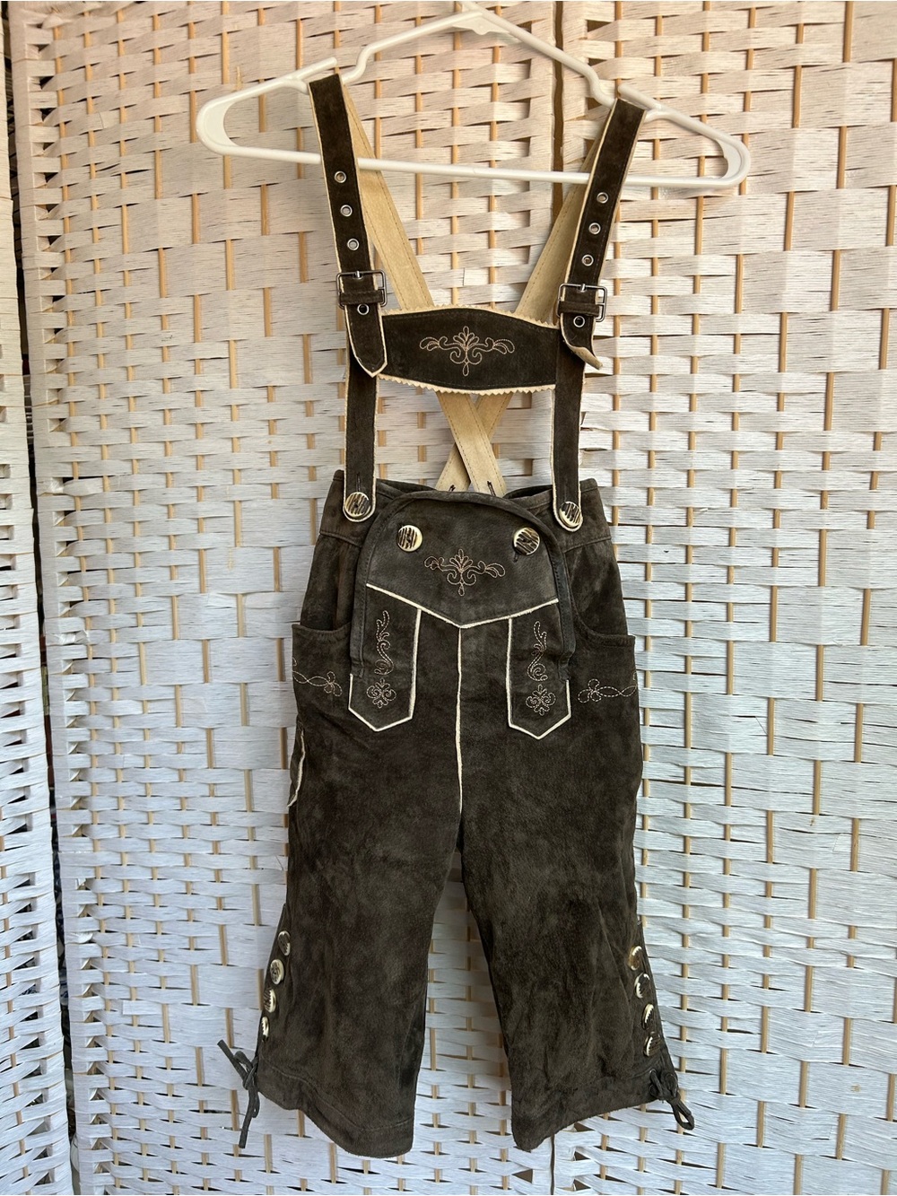 LANDHAUS Kids Genuine Suede Lederhosen Brown Adjustable EU 122/US 6x-7 Leather